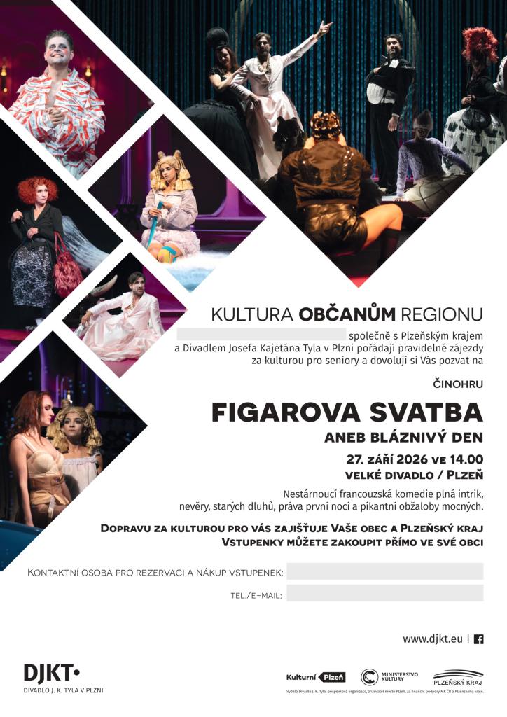plakát na činohru Figarova svatba aneb bláznivý den